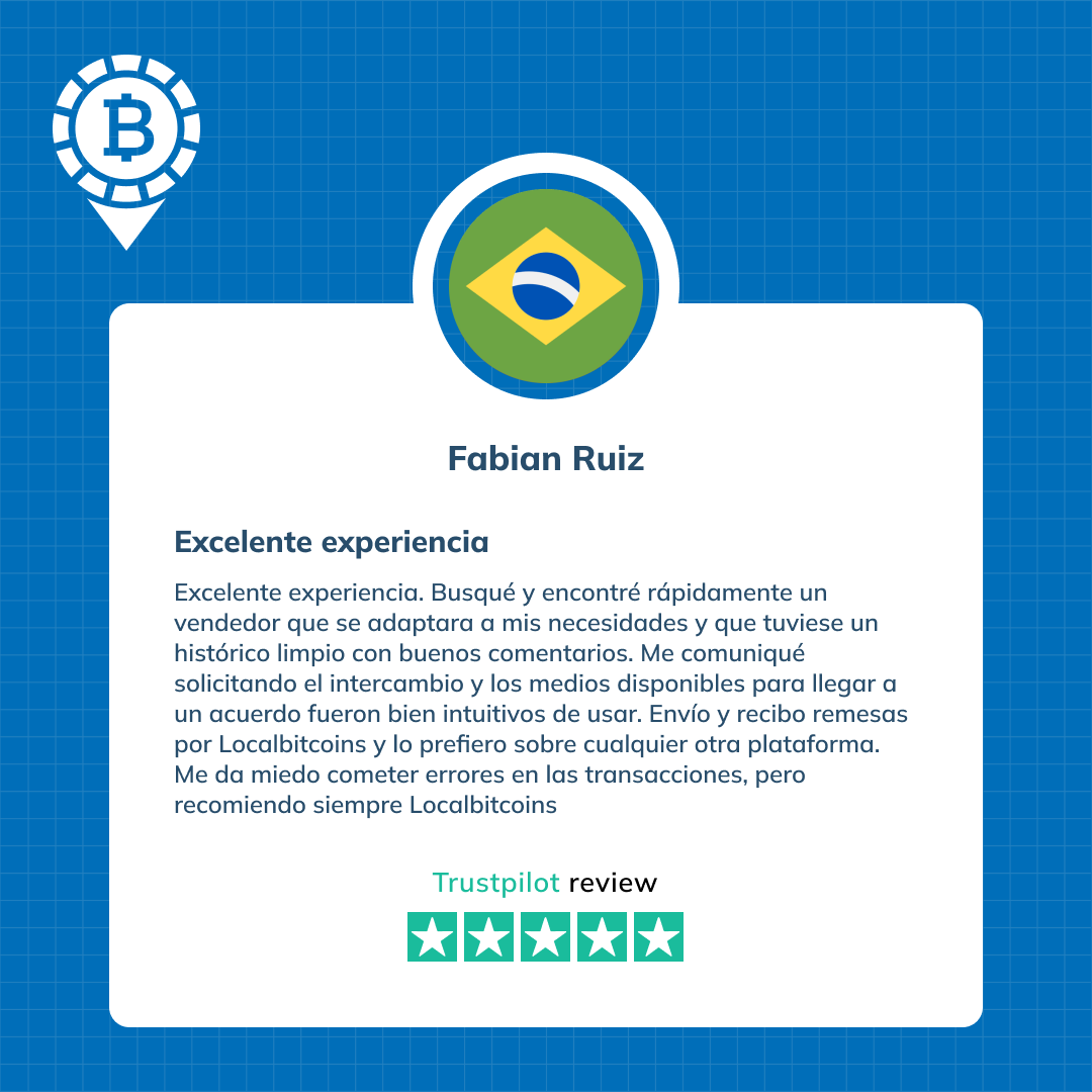 LocalBitcoinsES's tweet photo. ¡Hoy leemos el comentario que nos dejó un usuario de Brasil! 🧡💙

#LocalBitcoins #LocalBitcoinsES #Bitcoins https://t.co/pK6zKFhTnL