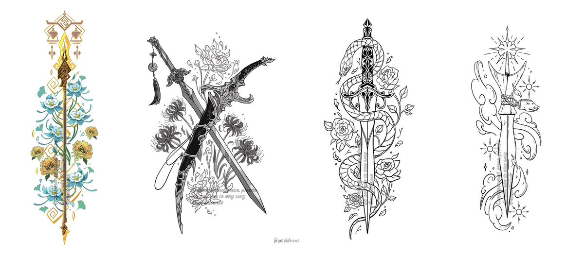 Tattoo commissions, batch 7 ⚔️🌺 