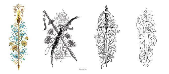 Tattoo commissions, batch 7 ⚔️🌺 