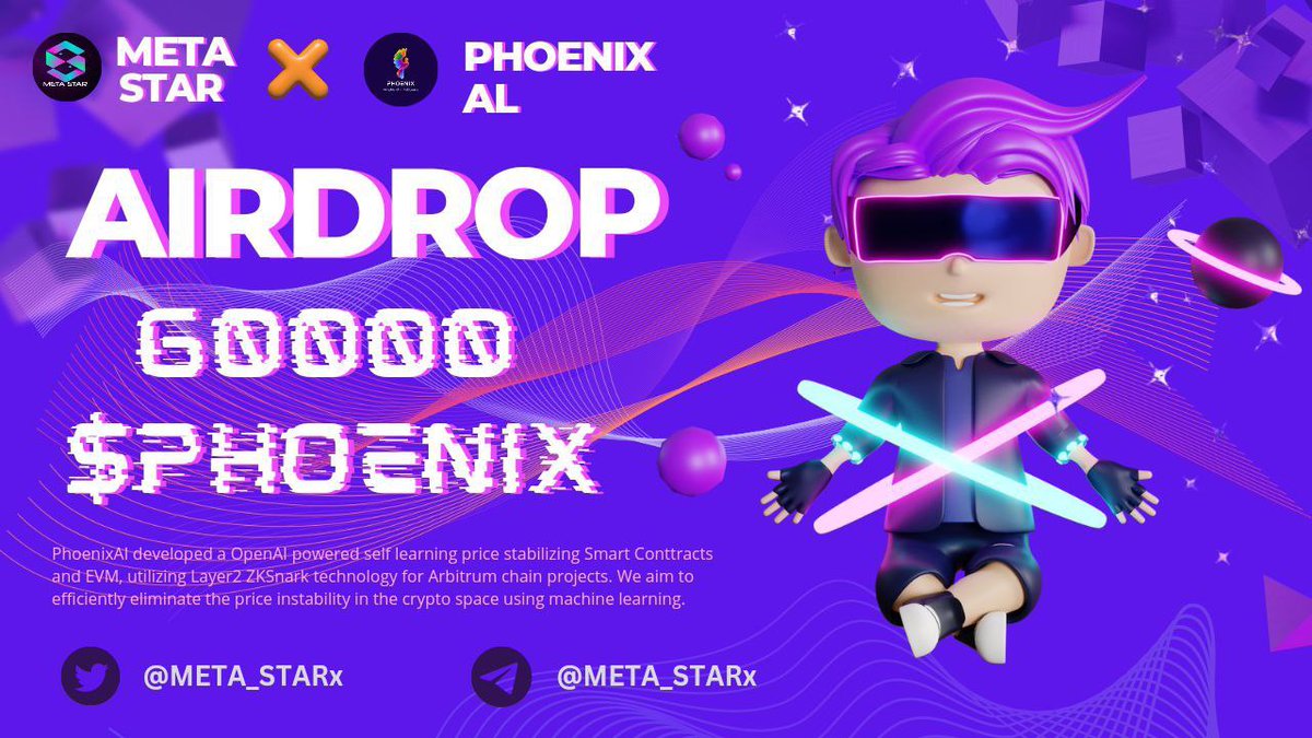📣📣 Big &amp; Massive #fcfs #Giveaway 🔥🔥

🥳🥳 BiG Prize Pool :
60000 $PHOENIX PRICE POOL 😍😍

To Win 🏆
✅ Follow <a href="/META_STARx/">META STAR</a> &amp; <a href="/Phoenix__AI/">Phoenix</a>
✅ Like &amp; RT &amp; Tag 3 friends
➡️ Finish Gleam : gleam.io/competitions/5…

⏰ End 13th Feb

#Airdrop #FCFS #Giveaway #NFT #NFTGiveaway #BSC