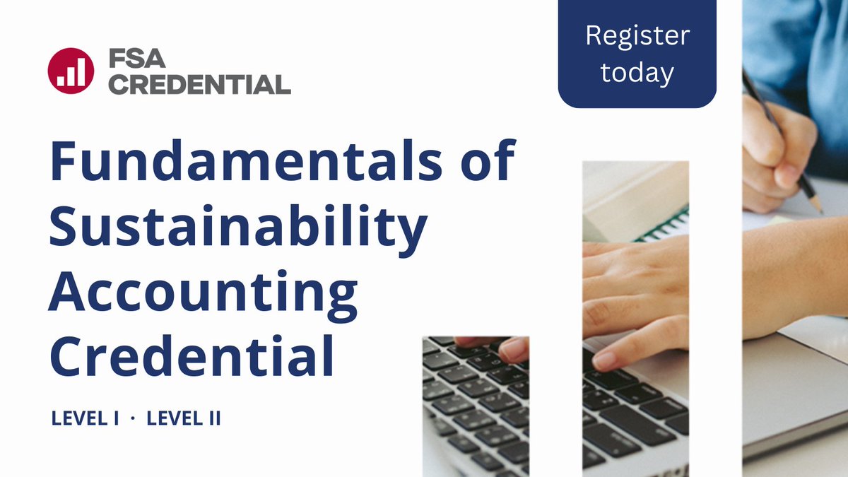 SASB's tweet photo. This year’s first testing block for the Fundamentals of Sustainability Accounting (FSA) Credential is currently open. 📝 Get started by signing up to take the Level I exam: https://t.co/vxsHN7e8f3 #sustainability #FSACredential https://t.co/ZHKVuDkscu