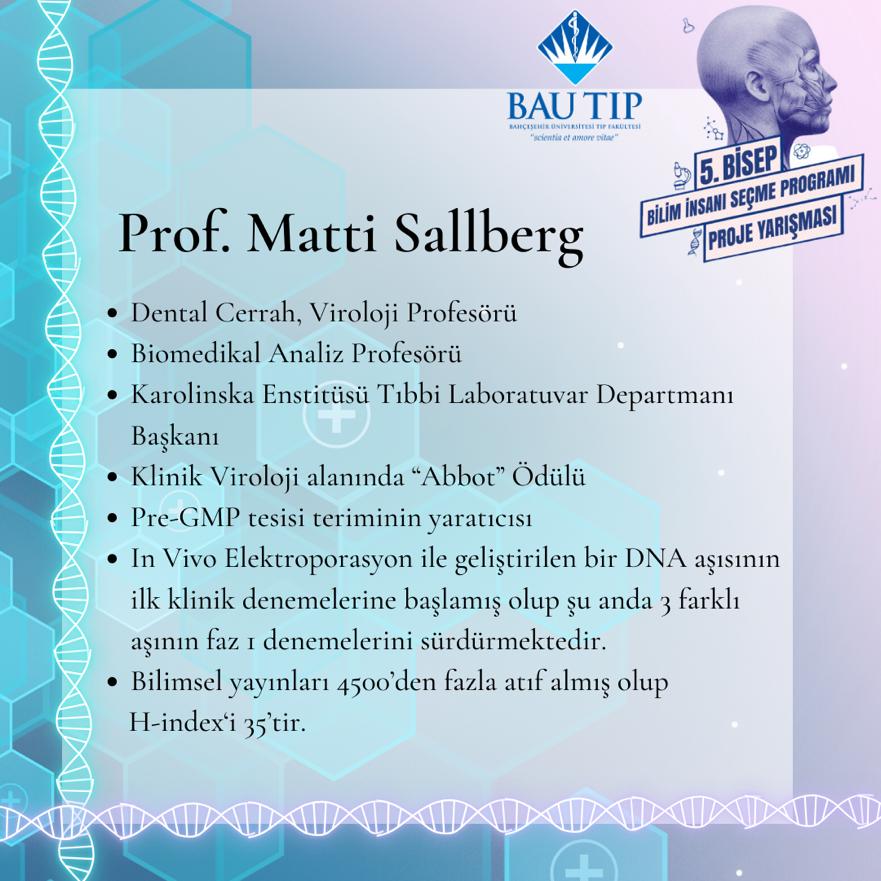 BisepProje's tweet photo. Klinik ilgi alanları Dental Cerrah, Viroloji ve Biomedikal Analiz Profesörü, Karolinska Enstitüsü Tıbbi Laboratuvar Departmanı Başkanı Prof. Matti Sallberg, 5. BİSEP Proje Yarışması'nda konuşmacı olarak yer alacaktır.🎊

👉🏻Yarışmamız genel katılıma açıktır. https://t.co/ShGd4vIoO8