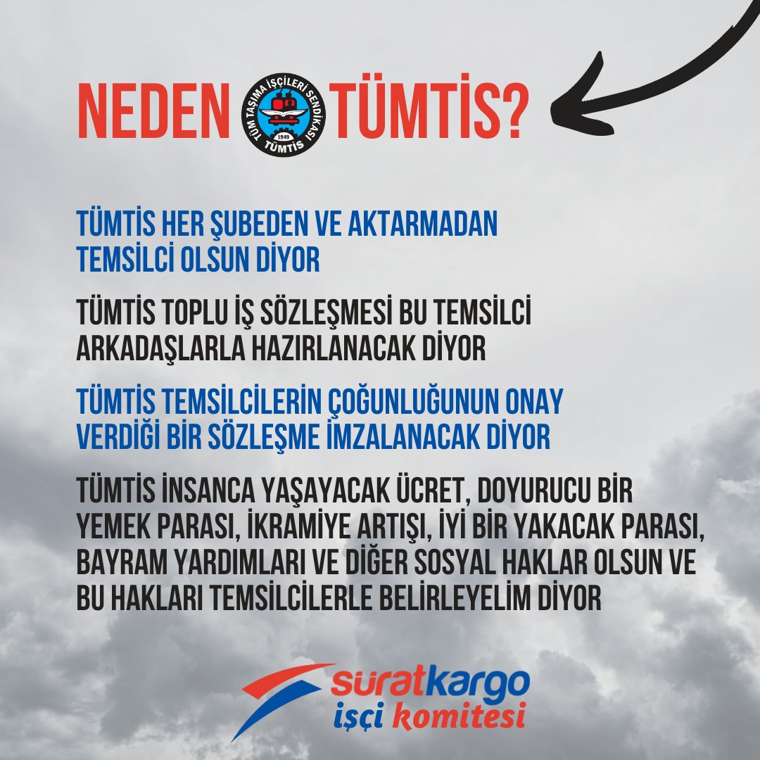 Neden TÜMTİS?

1.) TÜMTİS her şubeden ve aktarmadan temsilci olsun diyor.

2.) Toplu iş sözleşmesi bu temsilci arkadaşlarla hazırlanacak diyor.

👇👇👇