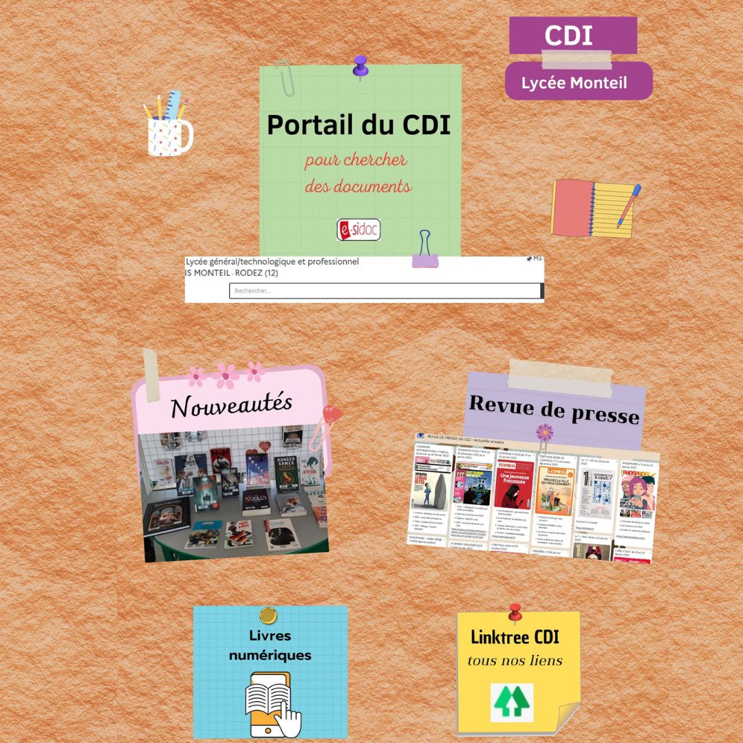 cdimonteil's tweet photo. En ce début d'année, notre rubrique CDI sur l'ENT  du @LyceeMonteil fait peau neuve. 
https://t.co/lu8u2vHlUX https://t.co/vk7ktJLeA7