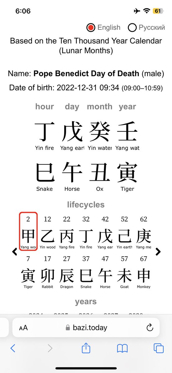 Pope Benedict Head of Catholic Church 2005 to 2013 Follow Resource Earth chart 從印土 Favourable Earth Fire Negative Wood Metal Day of Death Fire Metal Clash 金火衝 Tiger Horse vs Snake Ox #popebenedict #popebenedictxvi #chineseastrology #bazi #baziastrology