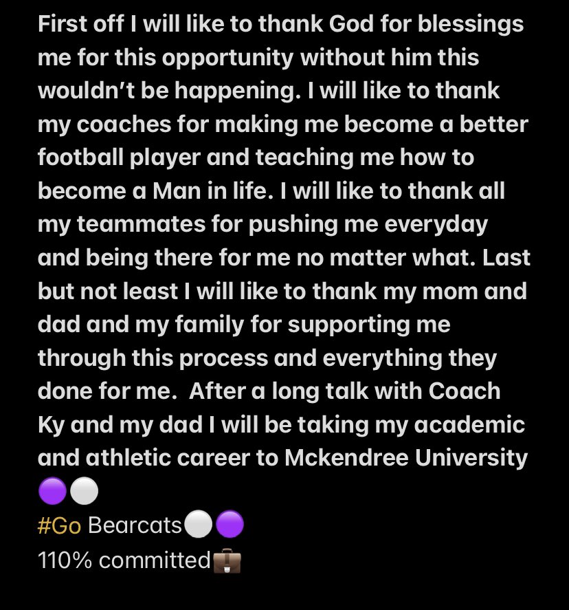 OusmanSylla11's tweet image. 110% committed🟣⚪️

@Mckendree_FB