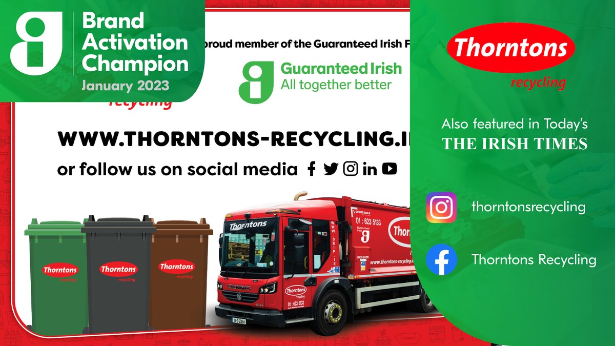 Congratulations to @thorntonsrec, our #GuaranteedIrishBrandActivationChampion for January for their use of the #GuaranteedIrish symbol, as featured in The Irish Times!

They are now shortlisted for the #GuaranteedIrishBusinessAwards in 2024 #AllTogetherBetter