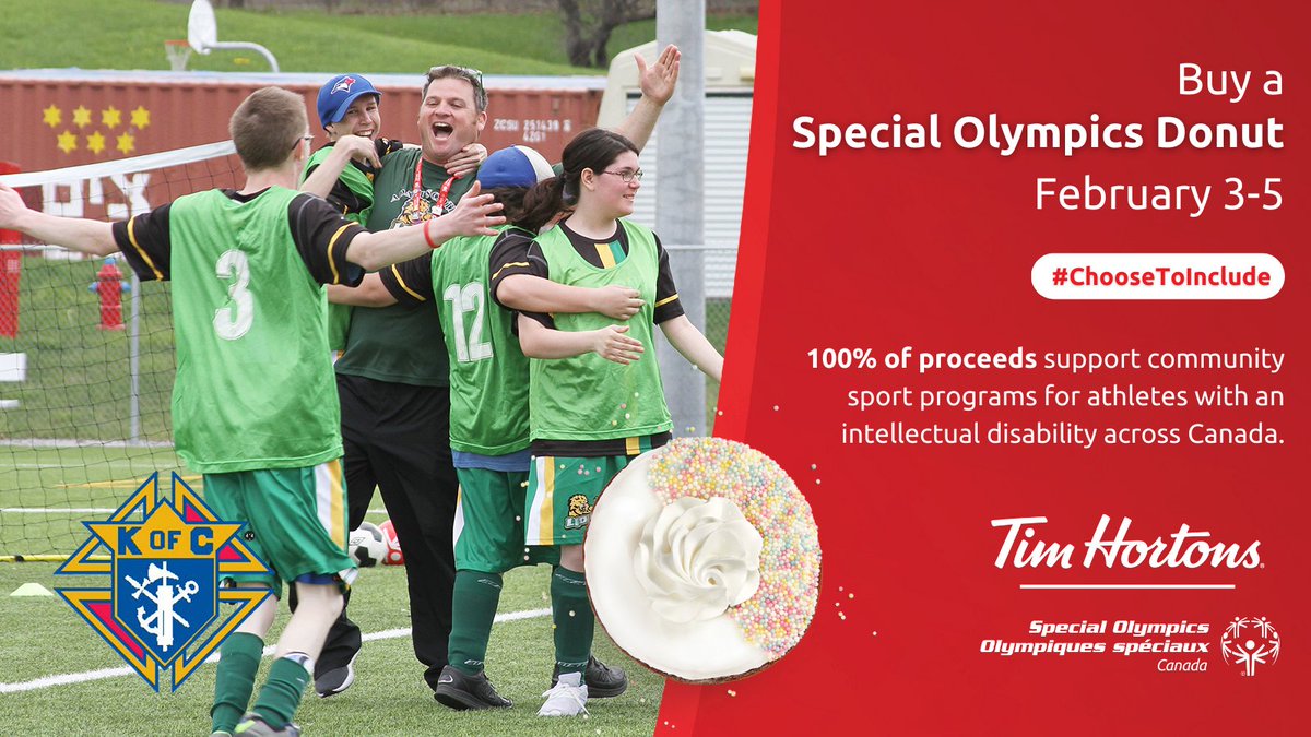 Special Olympics Ontario (SOO) is reaching out to its supporters and friends to participate and promote the upcoming Tim Horton’s campaign #Choosetoinclude in support of Special Olympics.
#specialolympics #SpecialOlympicsOntario
#kofcfaithinaction #kofcontario #kofcanada