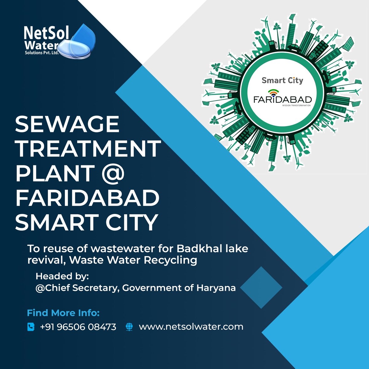 NetsolWater's tweet photo. ✨Announcement📢
Netsol Water has been approved by Faridabad Smart City 🏛️ to serve their STP projects.💥
This is a new badge added to Netsol's feather.
#netsolwater #vedanta #approvedmake #sucess #mondaymotivation https://t.co/uNGravnvVu