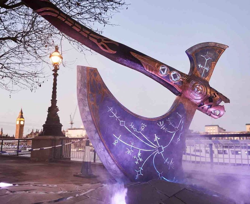 A giant Leviathan Axe from God of War was spotted in London