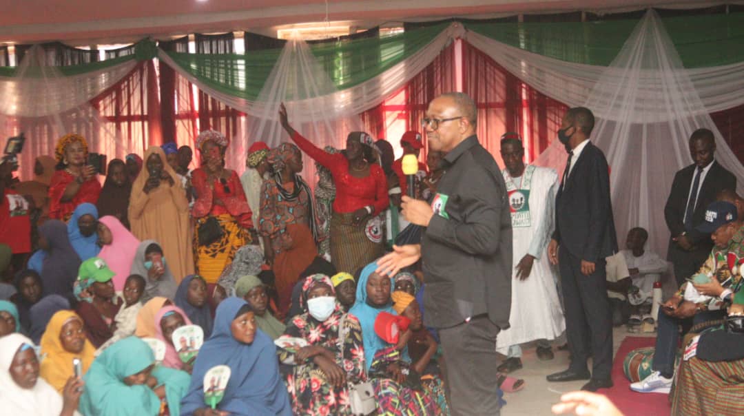 PeterObi's tweet photo. Dr. Datti and I speaking at the Women's Town Hall in Dutse. The place of women in nation building, must be accorded high priority. Women are the anchor of a stable family and nation; hence the woman's prominent place on our logo. -PO https://t.co/lLHkPfYZvc