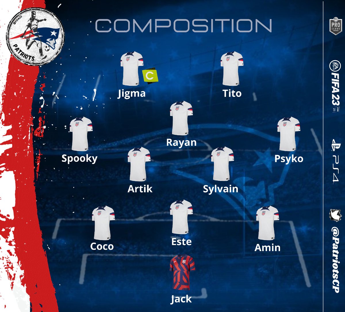 Patriots (@xpatriotscp) on Twitter photo LINE UP xPatriots
Voici les 11 joueurs qui iront défier @GameRoomEsport
@AltaUnited
<a href="/TeamAnfama/">Anfama</a> @MsaMandrill
En@SwissVPG <a href="/belgique_vpg/">VPG BELGIQUE 🇧🇪</a> et <a href="/VPGFrance_/">VPG France</a>
En route pour une nouvelle semaine !
Let's go Pats LINE UP xPatriots
Voici les 11 joueurs qui iront défier @GameRoomEsport
@AltaUnited
<a href="/TeamAnfama/">Anfama</a> @MsaMandrill
En@SwissVPG <a href="/belgique_vpg/">VPG BELGIQUE 🇧🇪</a> et <a href="/VPGFrance_/">VPG France</a>
En route pour une nouvelle semaine !
Let's go Pats