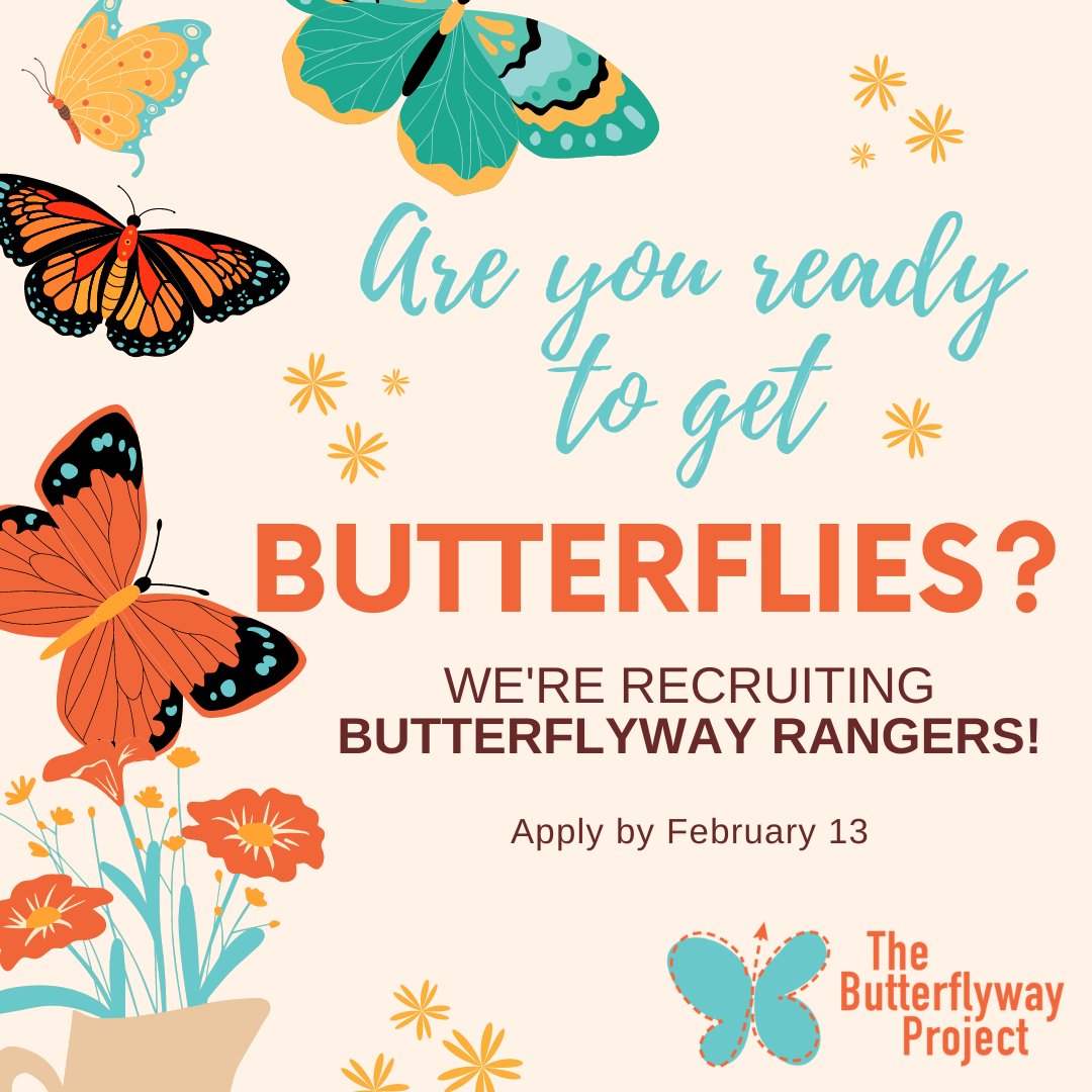 DavidSuzukiFDN's tweet photo. Are you ready to get π¦π¦π¦?! We're recruiting #Butterflyway Rangers!
If you love gardening and building community and want to help protect pollinators at the same time, this is the gig for you! Apply by Feb 13. Details at https://t.co/VEnTuN0sca https://t.co/iKQKrnRcST