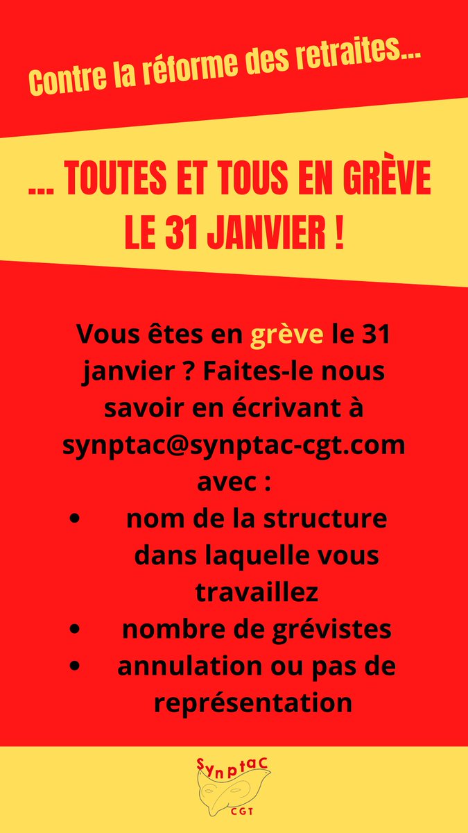 Vous êtes en grève demain et voulez que ça se sache ? Aidez-nous à établir le décompte du nombre de technicien·ne·s, personnels administratifs et d'accueil en grève dans le spectacle vivant et l'événementiel ! framaforms.org/toutes-et-tous… #greve31janvier