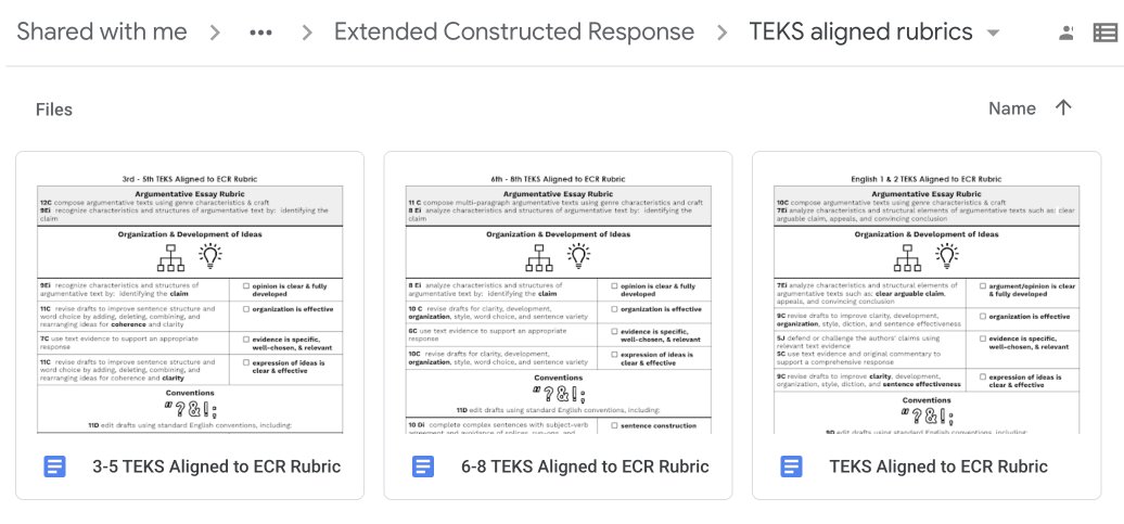 #STAARredesign Snow day means that I have finished aligning TEKS to the 3-10th RLA ECR rubrics for informational &amp; argumentative. Scroll in each to see info. Stay warm, Texas friends! drive.google.com/drive/folders/…