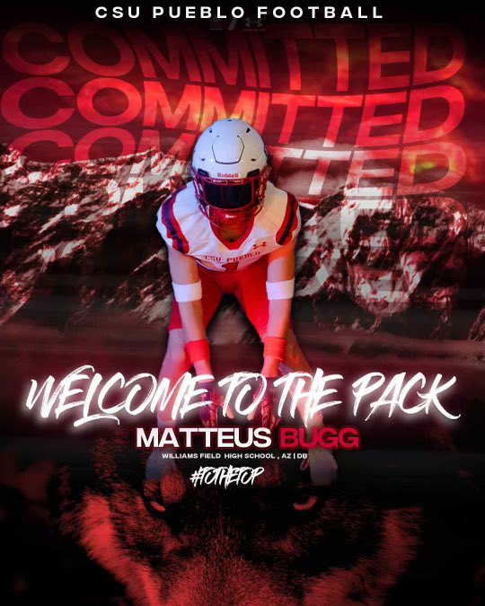 MatteusBugg's tweet image. After an amazing weekend with coaches @PhilipVigil @CoachMac_A @CoachFaske @CoachBehbahani @CoachSmith91 @Coach_Tuley I am excited to announce my commitment to continue my academic and athletic career at @CSUPFootball #ToTheTop
@WFFootballTeam @WFCoachCampbell @KelvinHunter21