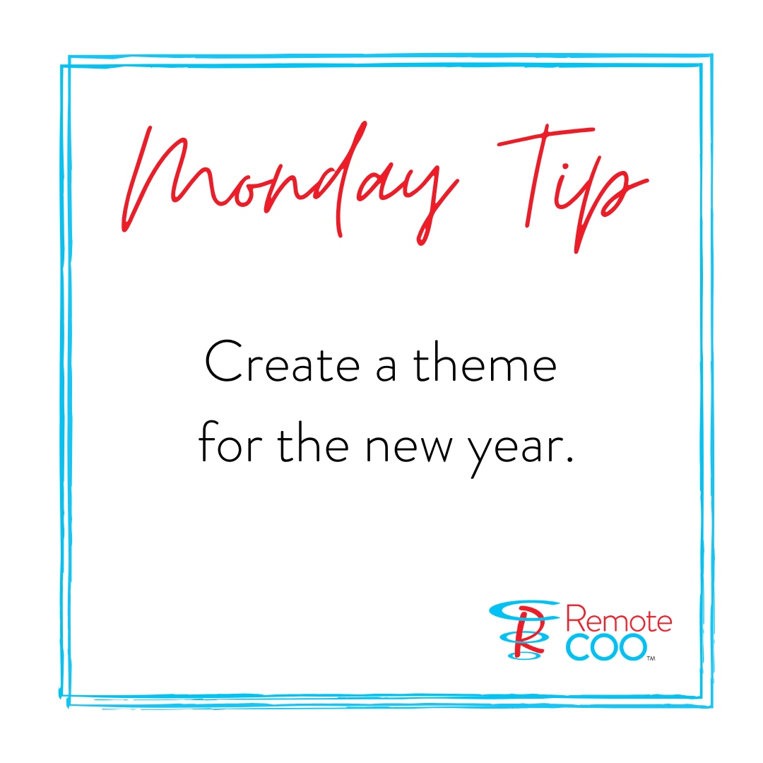 RemoteCOO's tweet photo. What does choosing a yearly #theme accomplish? It gives you something to focus on and create strategies around. Our #RemoteCOO theme this year is #EFFICIENCY. What is your theme (personal or professional) and why? #mondaytip #mondaymotivation #smallbusiness #theme #2023 https://t.co/hQulkUXUJP