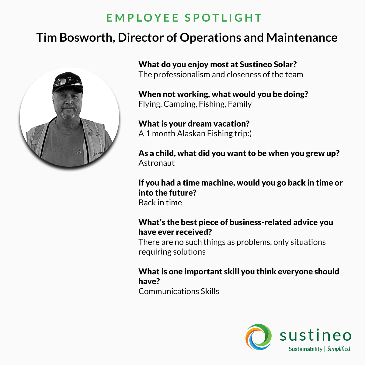 Sustineo_Solar's tweet image. Sustineo's January 2023 Employee Spotlight: Tim Bosworth, Director of Operations and Maintenance!  
- 
-
- 
#employeespotlight #sustineo