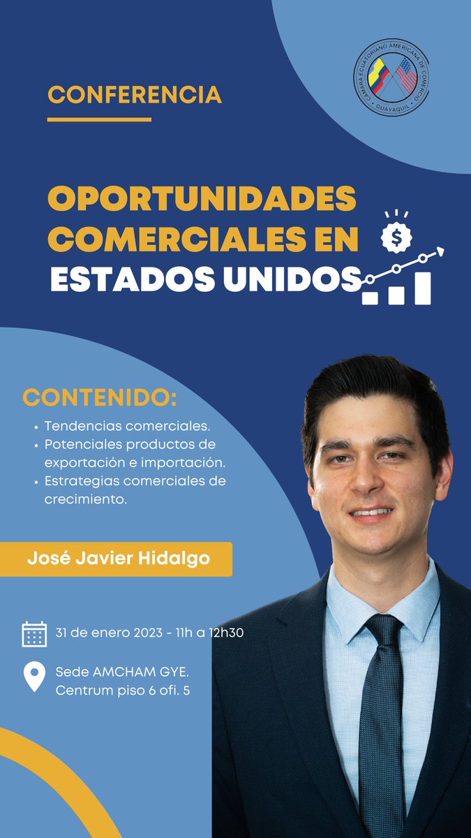 InteliusBI's tweet image. #IntelEvents | No te pierdas la conferencia: Oportunidades Comerciales con Estados Unidos🇺🇸
🗣 A cargo de  @JoseJavierHD  de organizada por @amchamgye 
⏰ 11h00 - 12h30
📆 Martes 31 de enero
🔗Link de Inscripción:docs.google.com/forms/d/e/1FAI…
🎉¡Los esperamos!🎊