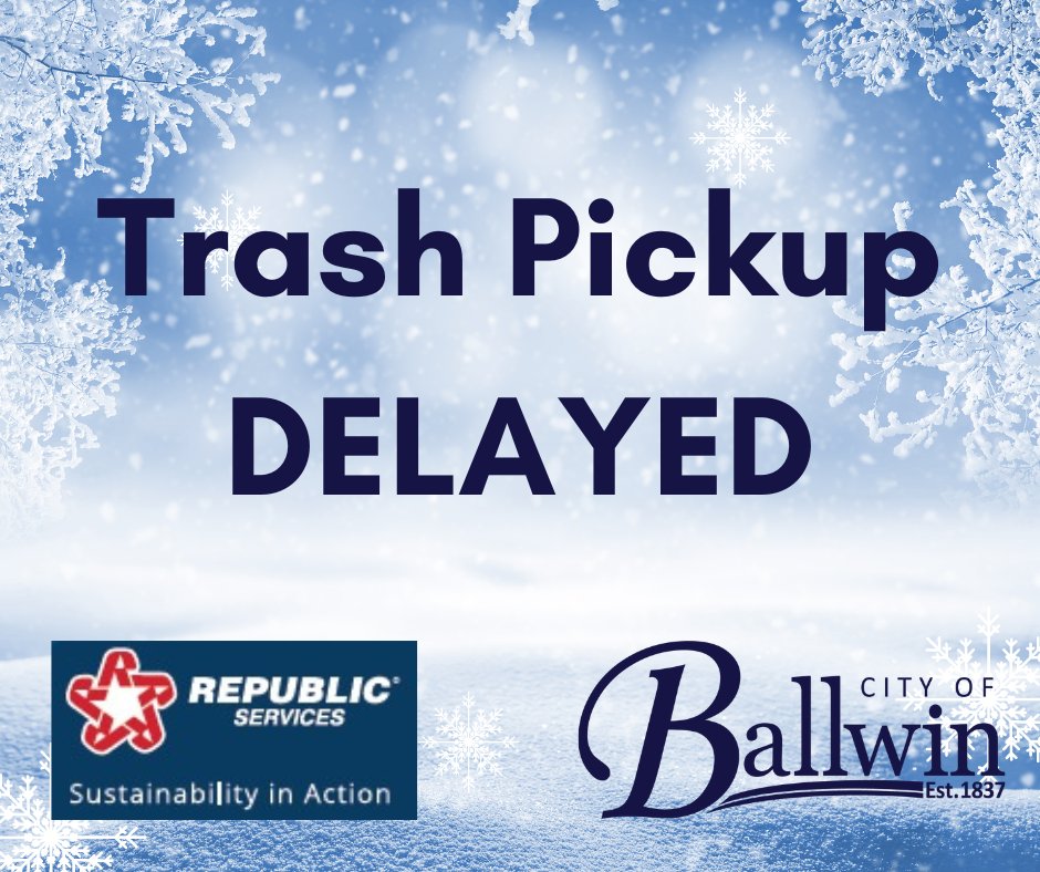 A message from Republic Services about trash pickup today, Monday January 30:
"All services this week will be delayed one day due to the icy road conditions, running Tuesday through Saturday."