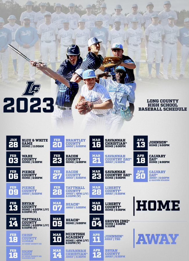 #TheTide Baseball Schedule for the 2023 Season.