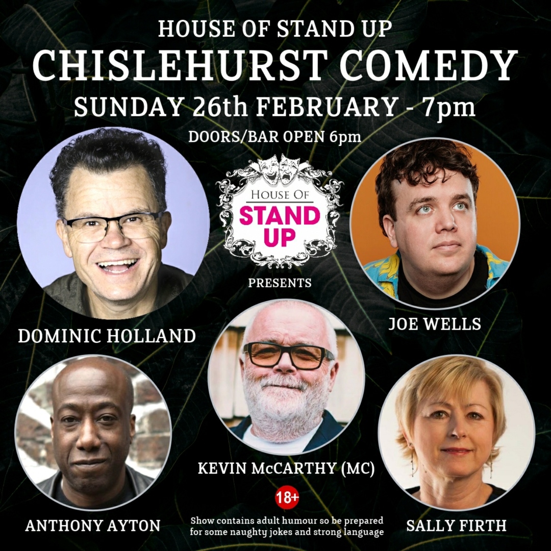 DOMINIC HOLLAND IS COMING TO CHISLEHURST 
Group Saver Discounts Available
Tickets houseofstandup.co.uk
#Bromley #Penge #Hayes #WestWickham #Chislehurst #Beckenham #Orpington #BigginHill #Downe #dartford #Keston #kent #londonevents #london #comedy #standupcomedy