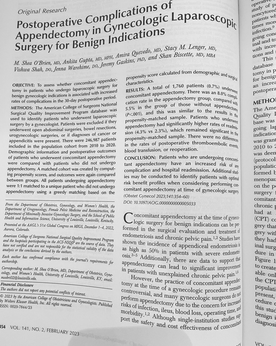 Flipping through <a href="/greenjrnl/">The Green Journal</a> this month to check out this pub from our PGY3 residents and FPMRS + MIGS faculty and fellows! Strong work <a href="/ankitaguptamd/">Ankita Gupta</a> <a href="/StacyLengerMD/">Dr. Stacy Lenger, MD</a> <a href="/jwarehimeDO/">Jenna Warehime</a> and team!