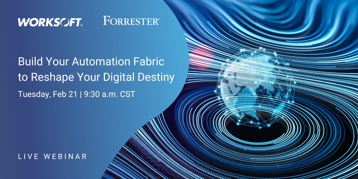 Join Worksoft at our webinar on Tuesday, February 21 at 9:30 a.m. CST/15:30 UTC and explore how your team can start building an automation fabric, which compels organizations to focus on process digitization, harmonization, and optimization. hubs.ly/Q01zyLDd0