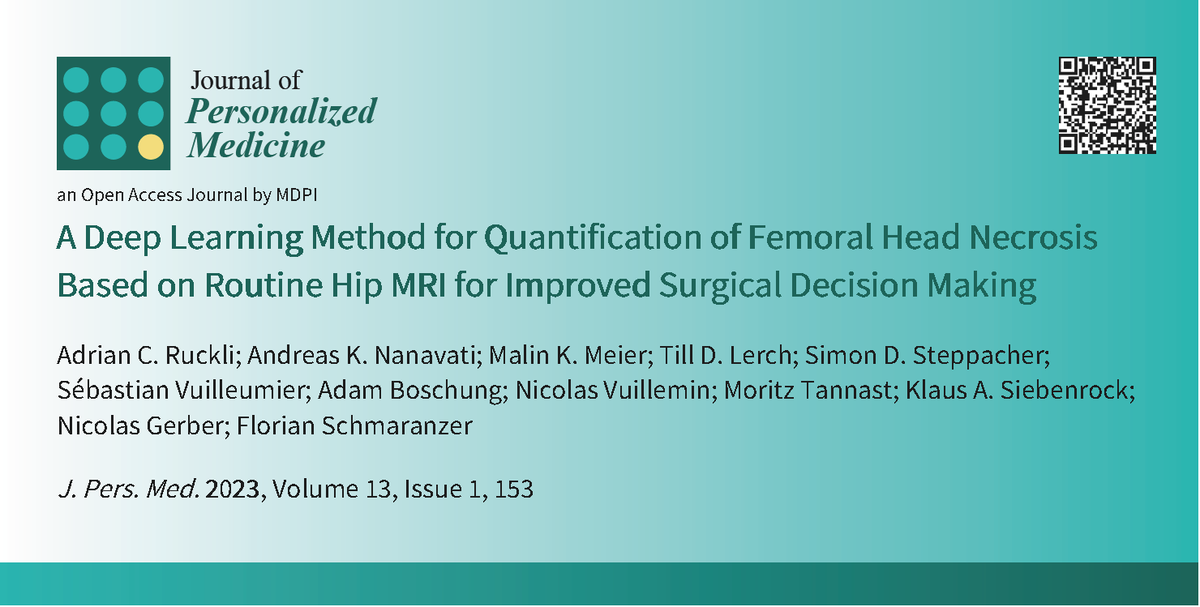 Personalised Medicine Research (@persmed_unibe) on Twitter photo We are happy to share our recent publication on femoral head necrosis. Thanks to the close collaboration with clinicians, engineers, and everyone involved in this project!
doi.org/10.3390/jpm130…
#personalisedmedicine #research <a href="/JPM_MDPI/">JPM_MDPI</a> @sbpe_unibe <a href="/inselgruppe/">Insel Gruppe</a> <a href="/unibern/">Universität Bern</a> We are happy to share our recent publication on femoral head necrosis. Thanks to the close collaboration with clinicians, engineers, and everyone involved in this project!
doi.org/10.3390/jpm130…
#personalisedmedicine #research <a href="/JPM_MDPI/">JPM_MDPI</a> @sbpe_unibe <a href="/inselgruppe/">Insel Gruppe</a> <a href="/unibern/">Universität Bern</a>