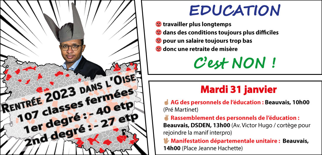 fsu_60's tweet photo. #Retraites #Education #greve31janvier #Oise #Beauvais La FSU appelle à tout faire pour que le 31 janvier soit une journée de grève et de manifestations encore plus forte que le 19 janvier !
https://t.co/niiFizNhNN https://t.co/9H4sCfnuta