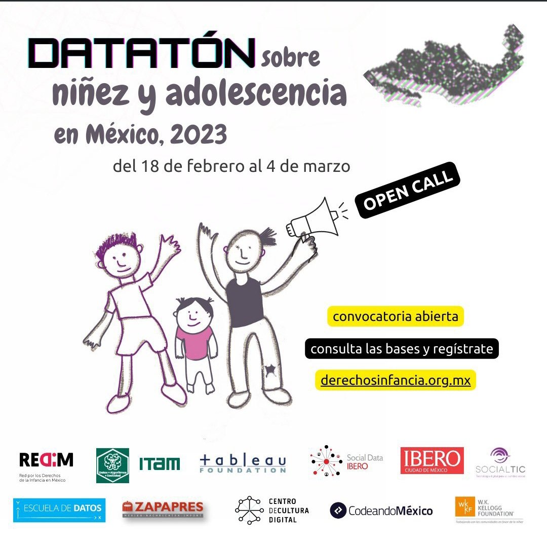equide_ibero's tweet photo. 📢CONVOCATORIA

Inscríbete en la primera  edición del Dataton sobre Niñez y Adolescencia en #Mexico en el que apoyaremos con las   actividades para la generación de contenidos sobre los #Derechos de la #niñez y #adolescencia

Consulta los términos 👇🏽
https://t.co/0Cz6l2aKe1 https://t.co/1skdIplw8q
