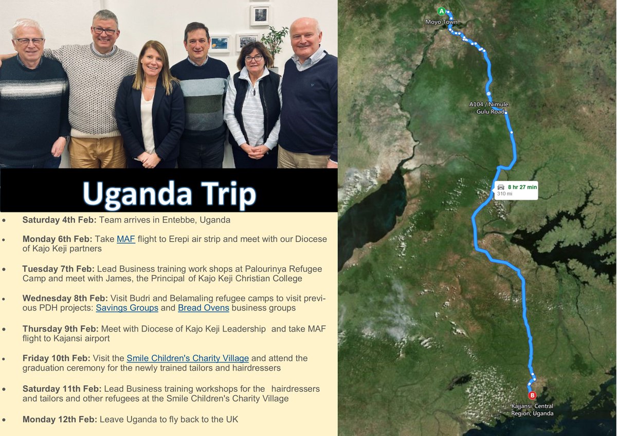 PDeliveringHope's tweet photo. PDH Trip to Uganda in February
Business Training, a graduation &amp; visiting our partners
Three of our trustees, Adrian, Andrew &amp; Rachel along with 3 PDH supporters, Richard, Karen &amp; Andrew, will help us lead some seminars and business workshops. Further updates to follow https://t.co/91v4dvhd62