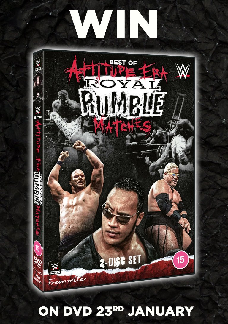 digitalspywwe's tweet photo. *** COMPETITION TIME ***

Our friends at @WWEHomeVideoUK have given us TWO DVD copies of Best of Attitude Era Royal Rumble Matches to give away.

FOLLOW and RT by MIDDAY on FRIDAY FEBRUARY 3 for the chance to win one.

** UK ENTRANTS ONLY**

https://t.co/yb3K4ZRwD0 https://t.co/GGsdo9N5dD