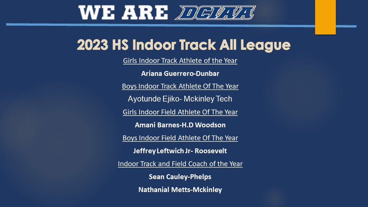 Congratulations to all of our Indoor Track and Field Athletes who received all league honors #wearedciaa #dciaa #dcps #dc
