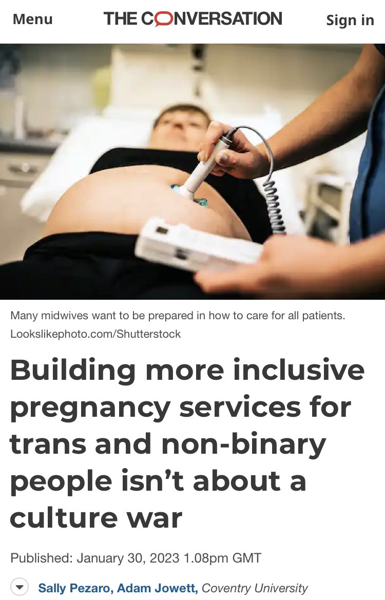 SallyPezaro's tweet photo. My latest article in @ConversationUK with @DrAdamJowett “Building more inclusive pregnancy services for trans and non-binary people isn’t about a culture war” - https://t.co/TrUZtzRdl9

#TransRightsAreHumanRights 🎓🏳️‍⚧️ https://t.co/1XlG2aeB7C