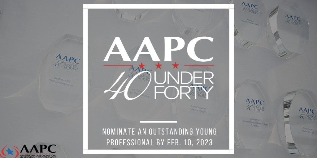 Do you know some young consultants who went above and beyond this past election cycle? Nominate them for an #AAPC40u40 Award! theaapc.org/recognition-aw…