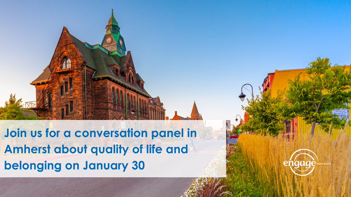 T O D A Y ! Community conversation panel ab't quality of life, belonging, & SDGs from 4-6pm @ NSCC Cumberland's Learning Centre in Amherst with: - Colleen Dowe, @CumberlandCHB - Greg Nix, community volunteer - Alyssa Estabrook, Maggie's Place Sign up: bit.ly/3Jlzw9H