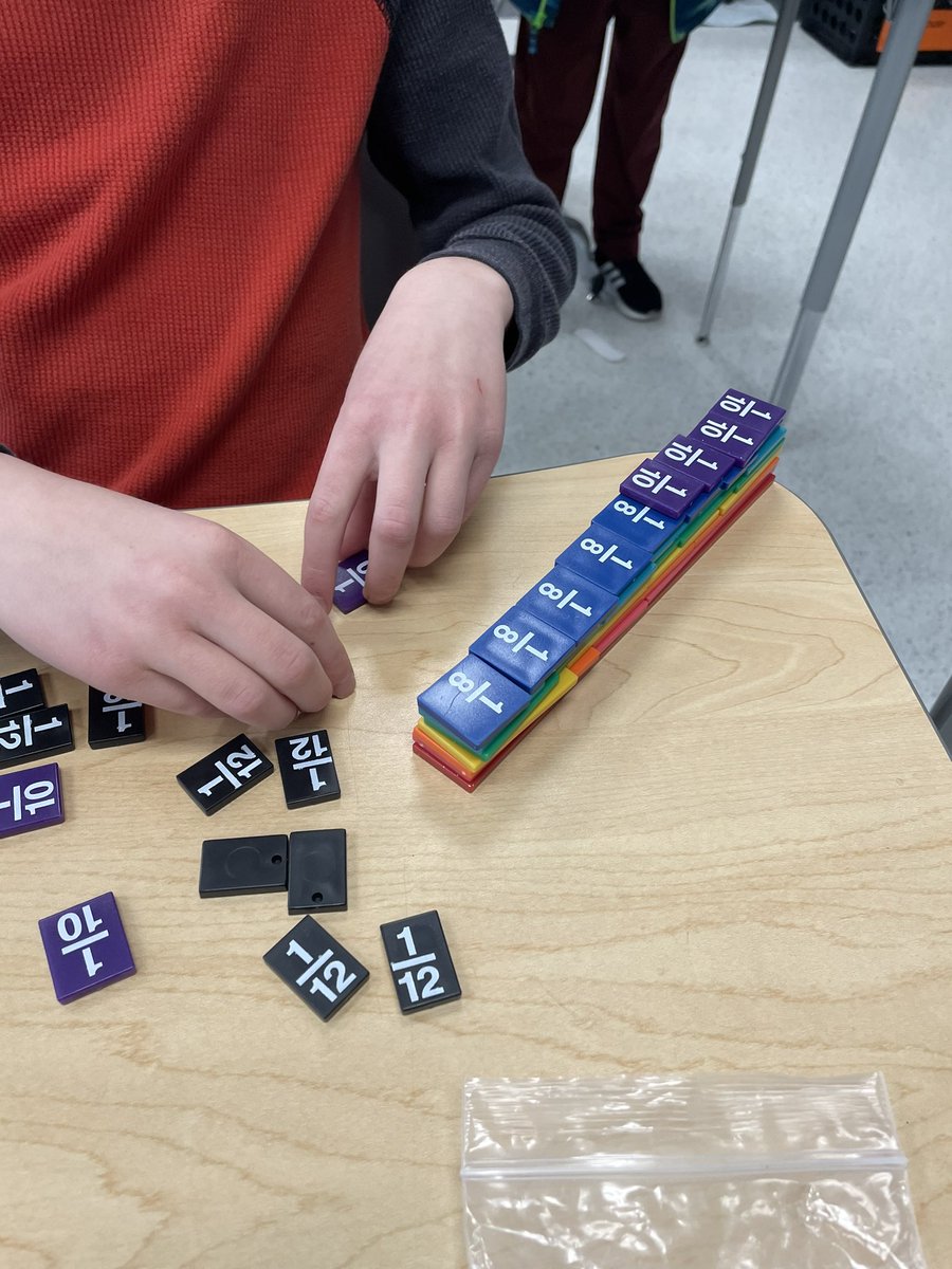 mskatiefowler's tweet photo. Geeking out because it’s the first day of fractions! The observations they made about the number and size of pieces were spot on. #fractions #mathrocks https://t.co/S1gMA3CQC2