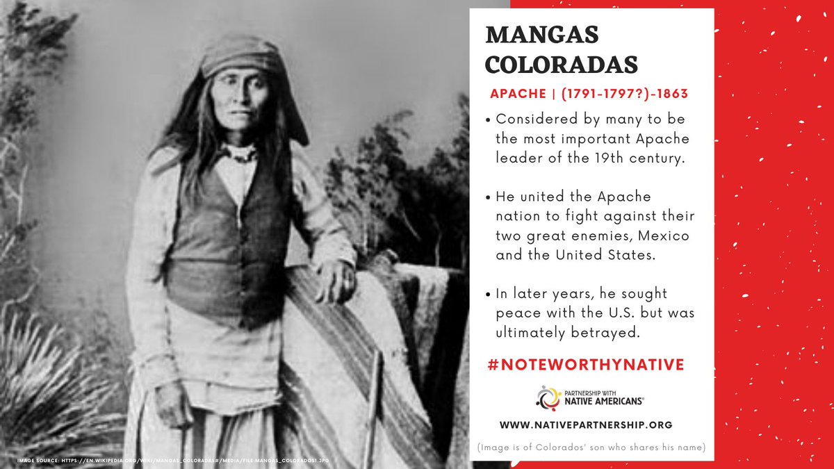 PWNA4hope's tweet photo. This week's #NoteworthyNative is Mangas Coloradas. He is considered by many to be the most important #Apache leader of the 19th century. Learn more: https://t.co/BH96I8SBEs https://t.co/o8oShKoiNt