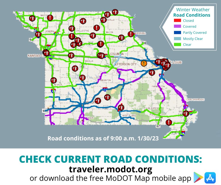 MoDOT on Twitter "Road conditions are slowly improving across the