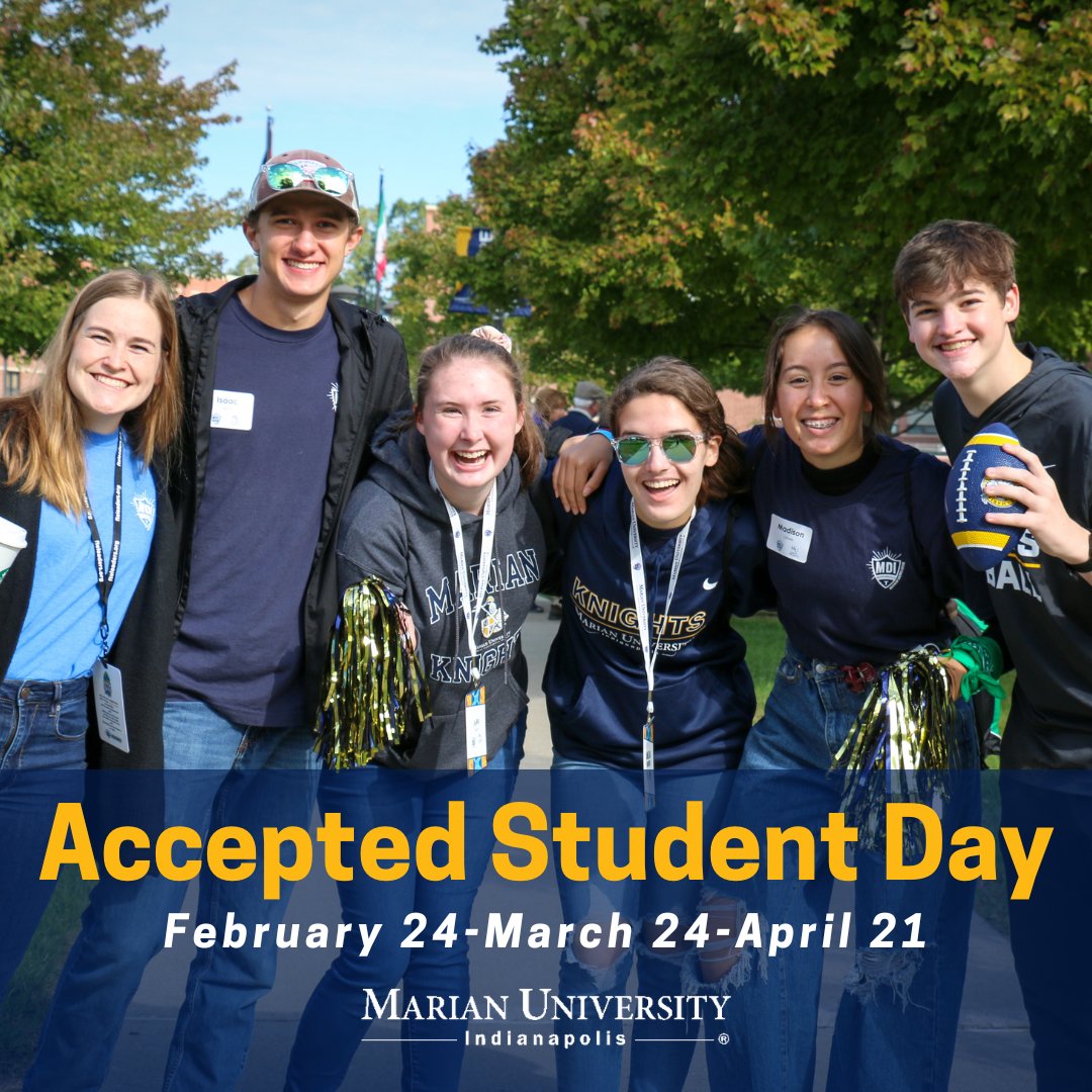 Join us for one of our three Accepted Student Days this spring semester! Accepted Student Days are a great opportunity to come to campus and celebrate your acceptance with other future Knights!

Check out the link in our bio to register. 

#MakeItMarian