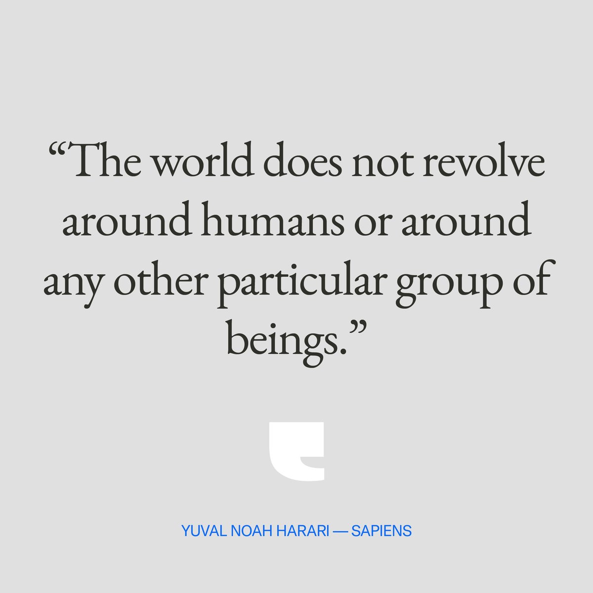 'Just as there is no barrier between humans and other beings, neither is there a strict hierarchy. Non-human entities do not exist merely to provide for the needs of man. Nor are they all-powerful gods who run the world as they wish.'