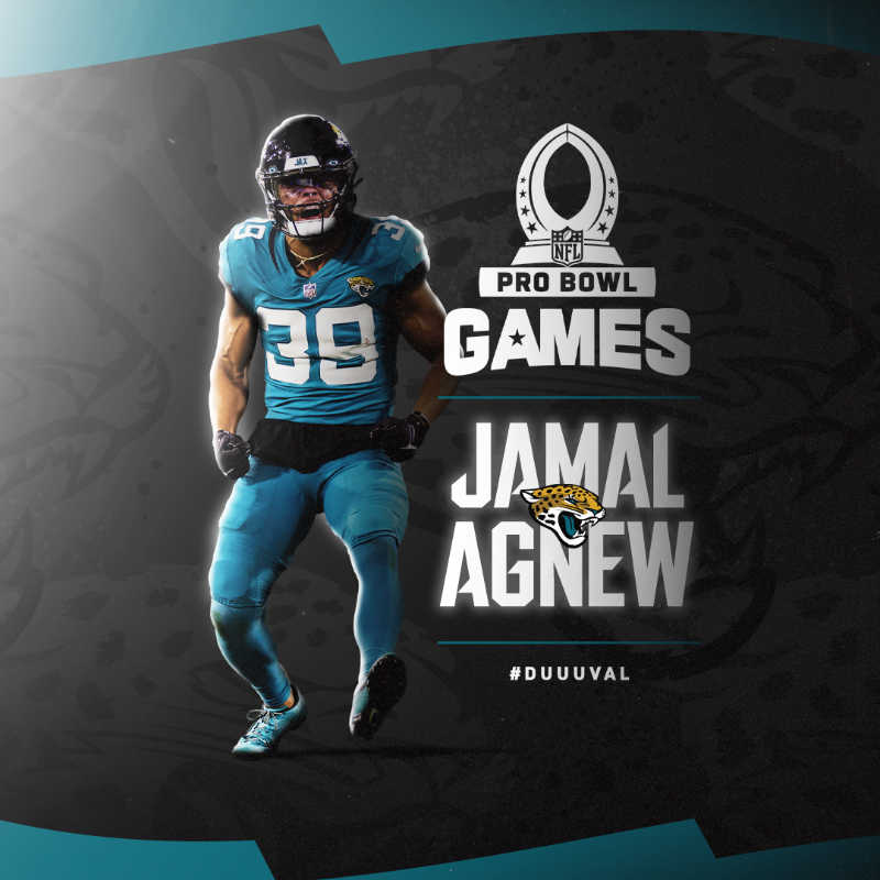 Jaguars's tweet photo. 𝐏𝐫𝐨 𝐁𝐨𝐰𝐥 𝐁𝐨𝐮𝐧𝐝

@jamalagnew is headed to the 2023 #ProBowlGames as a return
specialist!