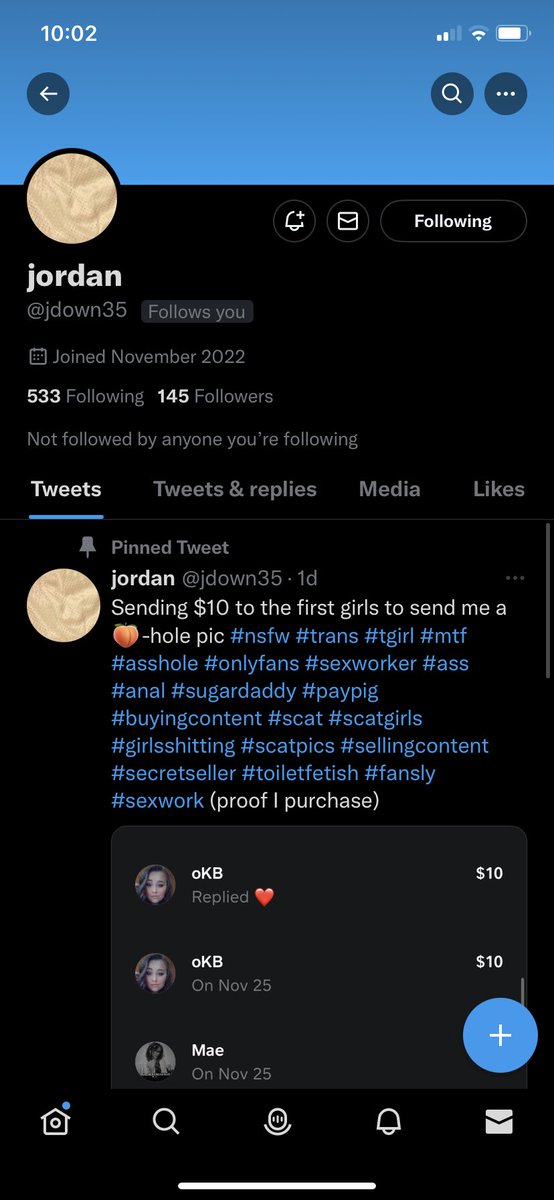 jess10207333's tweet photo. don’t sell to this guy @jdown35 he SCAMMED me told me after i send pics he will pay once i did he said after i video chat bc he can’t do “many transactions” https://t.co/TVQIugNSKt