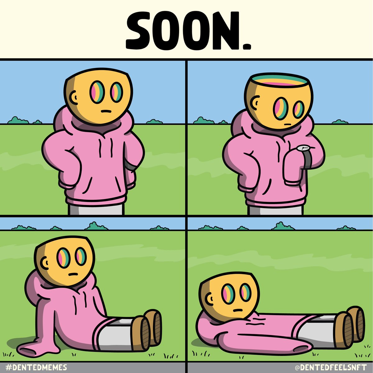 Dentinmyhead's tweet photo. The @DentedFeelsNFT community whenever thereโs an upcoming drop/launch. ๐ถโค๏ธโ๐ฉน
#DentedMemes https://t.co/bJ09JVKZ9U