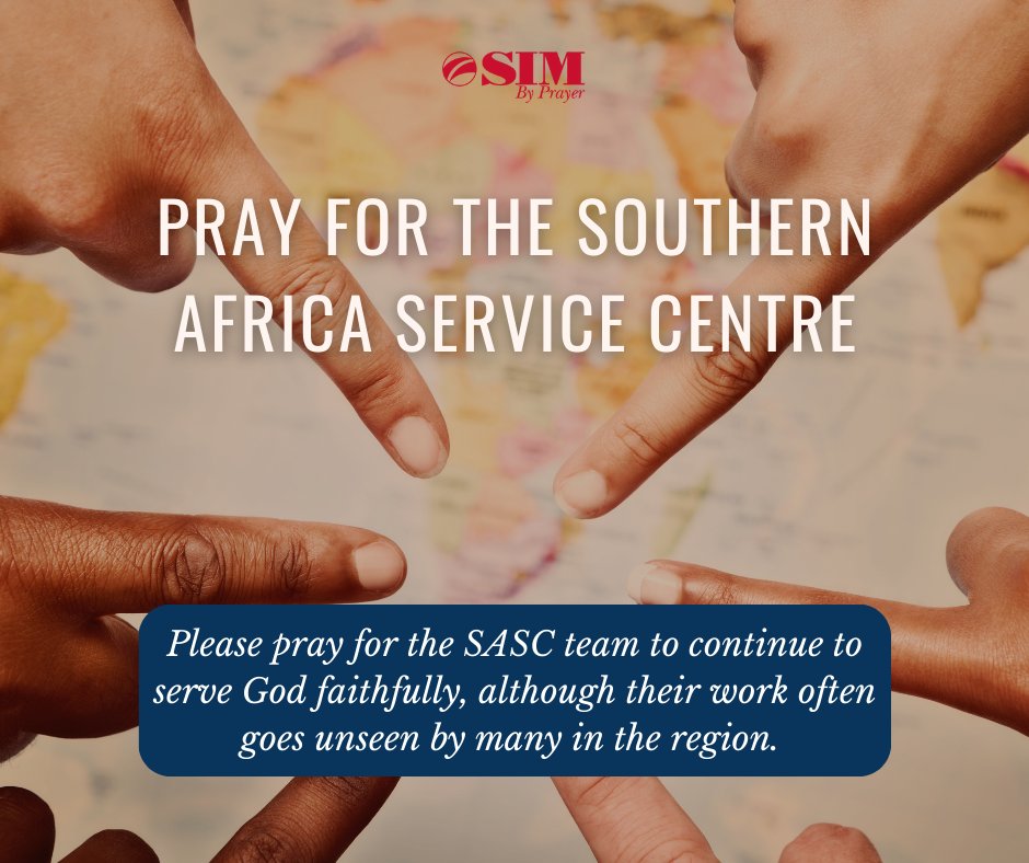simintl's tweet photo. For today’s entry in the #SIM prayer guide, we’re praying for the #SouthernAfrica Service Centre (SASC) to work well in reaching the countries in the region with the #goodnews. We also have many #opportunities to serve with SASC so go to https://t.co/FTb1ogwxoL if interested! 🌍 https://t.co/T5uZyF45jY