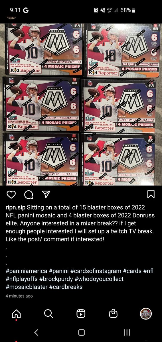 RipSportscards's tweet photo. Who's interested? Like/share/ comment so we can do this!

#cardbreaks #mosaicblaster #cards #NFL #brockpurdy #panini https://t.co/1bjqol1S55