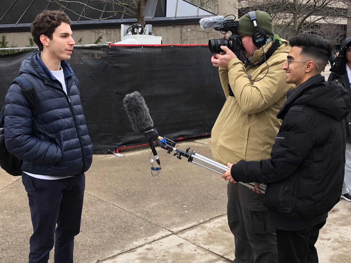 This past week, #MMJC7daysaweek alum Griffin Jaeger (@griffjaeger) took a trip to Western University with CBC's Education and Entertainment Units to interview an expert and gather streeter interviews for a national story. Talk about a full circle moment! 💜