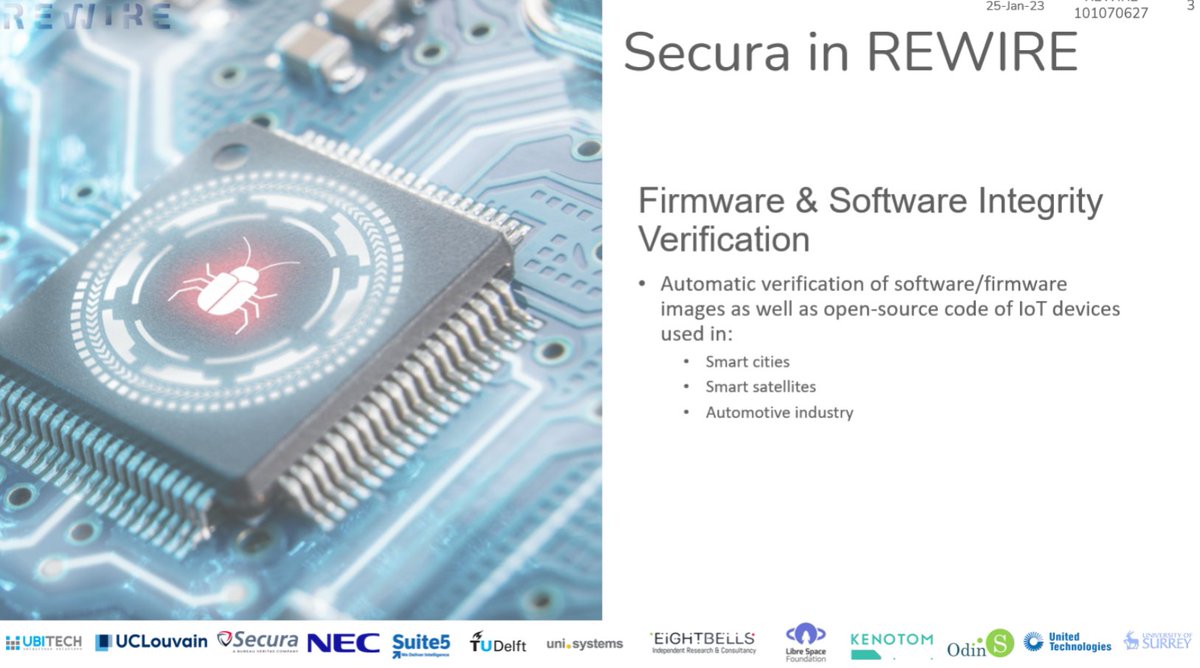 Meet #REWIREPartners!
@Secura participates in REWIRE with research and development of a technological solution for automated firmware verification for ensuring integrity and trust of IoT devices throughout their entire lifecycles. secura.com/blog/secura-pa…