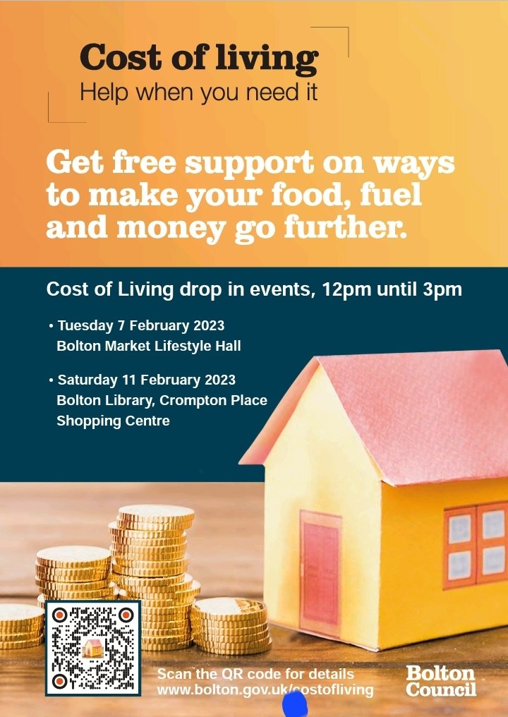 Following the success of the November events <a href="/BoltonMoney/">Bolton Money Skills</a> and partners from across <a href="/boltoncouncil/">Bolton Council</a> and voluntary sectors are putting on 2 more events to help #bolton #residents to navigate the #costofliving situation we all find ourselves in. They are open to everyone